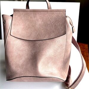 Pink Vegan Leather Backpack Bag